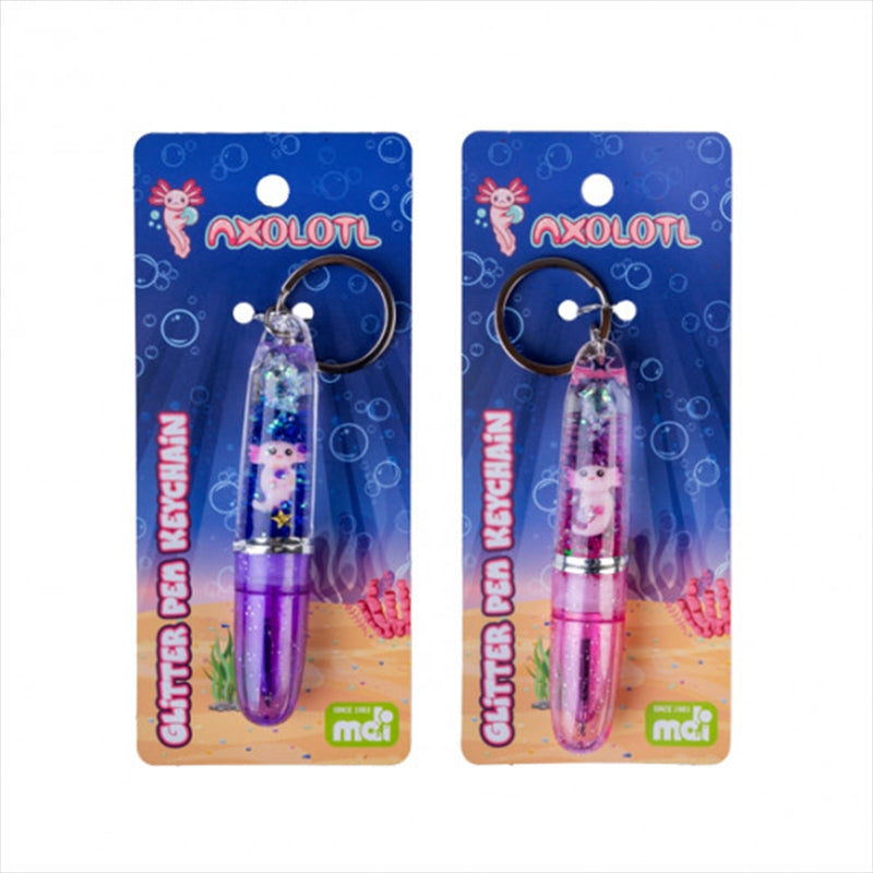 GLITTER BALL PEN AXOLOTL KEYCHAIN
