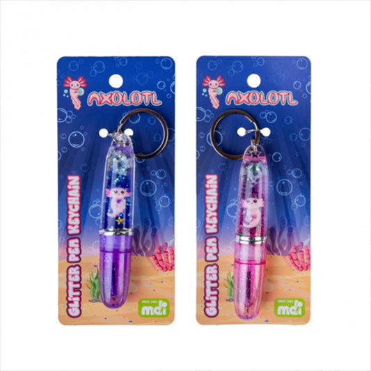 GLITTER BALL PEN AXOLOTL KEYCHAIN